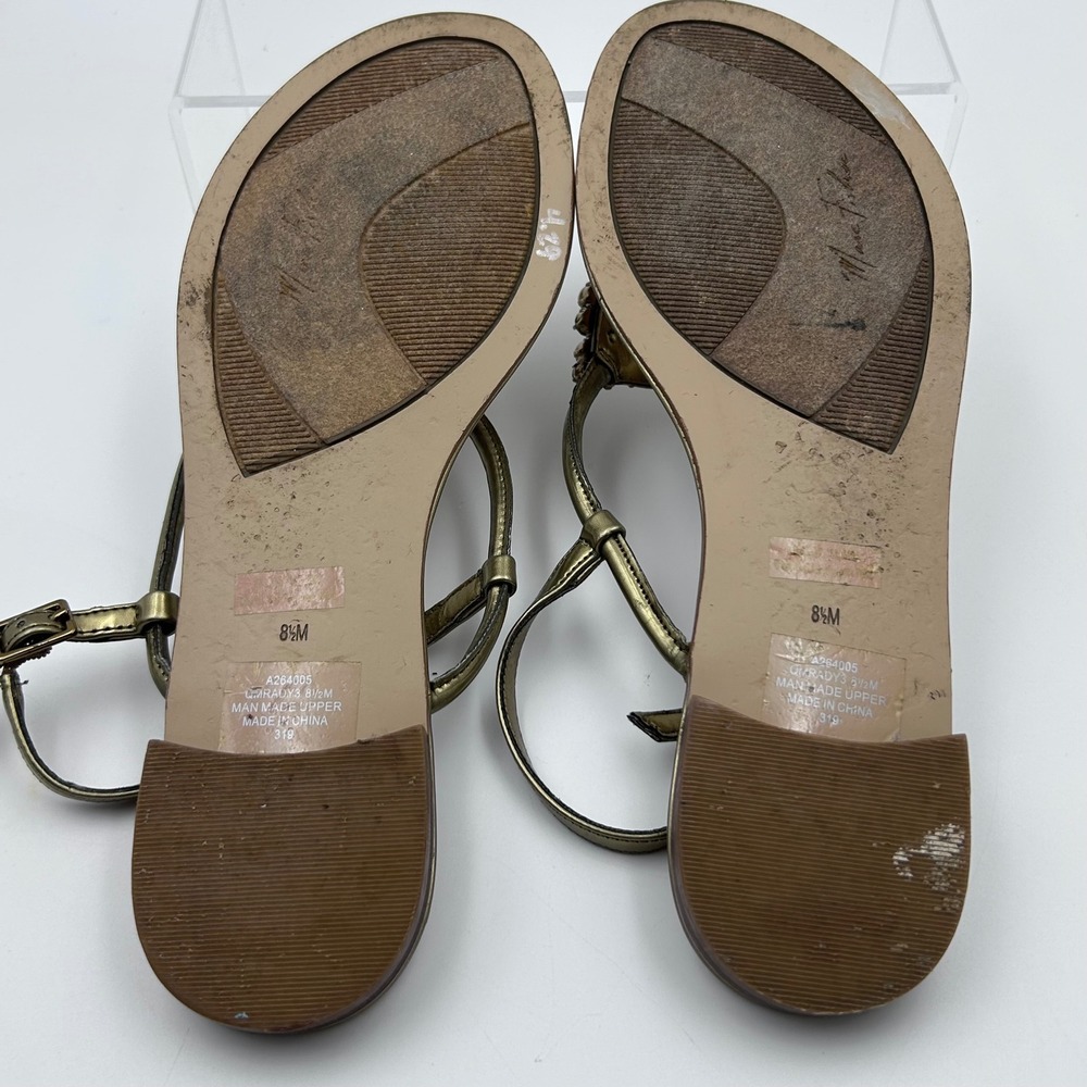 Marc Fisher QMRADY3 Sandals Womens‎ 8.5 Gold Jeweled Embellished Glam Boho Chic - Picture 7 of 9